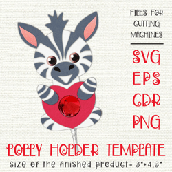 Zebra Lollipop Holder | Valentine Paper Craft Template SVG
