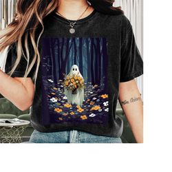 Halloween Shirt, Vintage Floral Ghost In The Forest, Funny Halloween Tee, Scary Halloween Costumes, Pumpkin Halloween Sh
