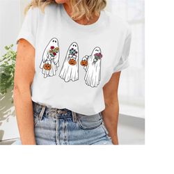 Halloween Shirt, Funny Floral Ghost Boo Shirt, Funny Halloween Tee, Scary Halloween Costumes, Pumpkin Halloween Shirts,