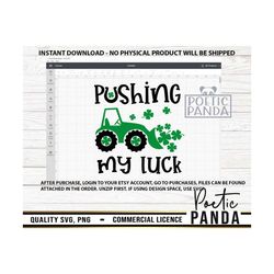 pushing my luck svg png, clover svg, irish svg, lucky charm svg, toddler st patricks, boy st patricks day svg, st pattys
