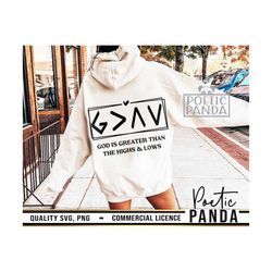 god is greater than the highs and lows svg png, religious svg, jesus svg, waymaker svg, praying hands, prayer svg, chris