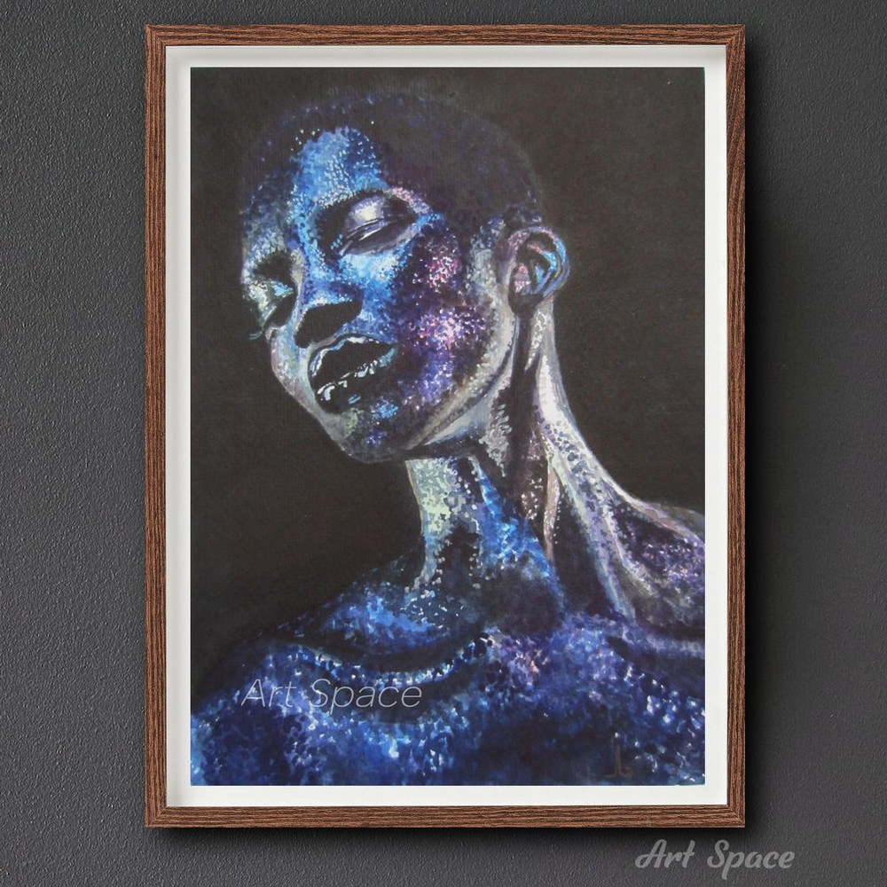 girl - dark-skinned woman - African woman - sequins beautiful woman - photorealism - portrait - dark girl with sparkles - fashion model - 1.jpg