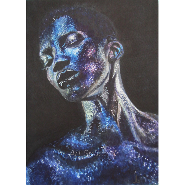 girl - dark-skinned woman - African woman - sequins beautiful woman - photorealism - portrait - dark girl with sparkles - fashion model - 2.JPG