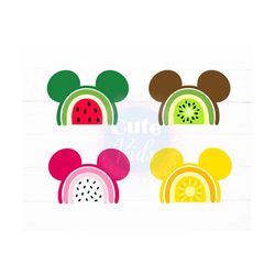 mouse ears rainbow svg bundle – summer fruits decor svg cut files for cricut & eps, ai, png, pdf printable. vector graph