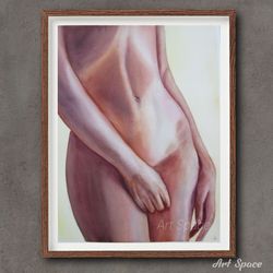 original watercolor painting female beauty, nude, gift, home wall decor office-sexy woman - nail - beautiful woman -nude