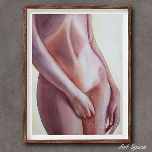 Original watercolor painting Female beauty, nude, gift, home wall decor office-sexy woman - nail - beautiful woman -nude