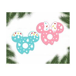mouse head christmas doughnuts – winter holiday decor svg cut files for cricut & eps, ai, png, pdf clipart. vector graph