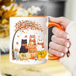 autumn cat mug, fall mugs, custom cat mug, cat mom mug, cat dad mug, halloween mug, cat lover gifts, cat mom gifts, cat