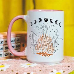 halloween coffee mug, witch mug, funny halloween mug, salem witch mug, celestial mug, mystic moon phases, spooky season