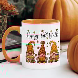 happy fall y'all mug, gnome coffee mug, fall gnomes mug, thanksgiving gifts, pumpkin gnome mug, fall decor, fall camping