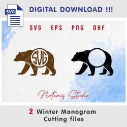 2 Funny Holiday Monograms - Christmas Winter Style - Monogram SVG Cutting files - SVG Cut Files - Monogram FREE Font