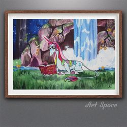 original watercolor painting, the last mabelcorn, waterfall, celestabel-lebetha-belle, gravity falls, for teenagers