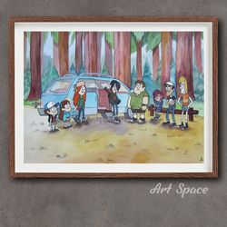 original watercolor painting friends gravity falls, mabel, gift for a teenager, gift for teenager, room decoration, gift