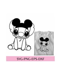 stitch mickey ears svg, lilo and stitch svg, instant download, silhouette cameo, shirt design, stitch svg, funny svg, pn