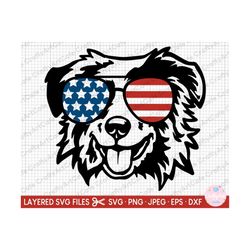 australian shepherd sunglasses 4th of july svg png cricut