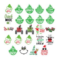 grinch face xmas bundle, grinch christmas svg, christmas svg, farmhouse christmas svg, xmas tree svg, digital download