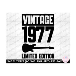 birthday birthyear 1977 svg cricut png guitar player bass player rock metal music