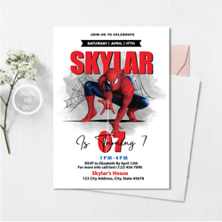 personalized file spiderman invitation | printable birthday party invitation | cake topper | digital kids party invite |