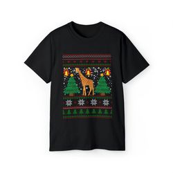 giraffe santa hat giraffe xmas lighting ugly giraf shirt
