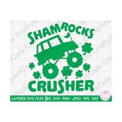 monster truck svg files for cricut shirt for kids monster truck png files st patricks day shamrocks crusher