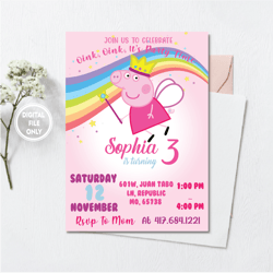 personalized file peppa pig birthday invitation | peppa pig invitation | peppa pig party kids invite | printable and edi