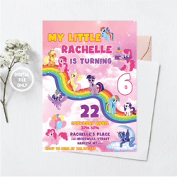 personalized file my little pony birthday invitation | little pony invite, printable birthday invite, kids party| instan