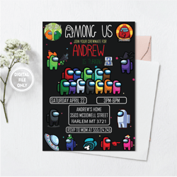 personalized file among us birthday invitation | amoung us game invite | among us imposter birthday invitation | digital