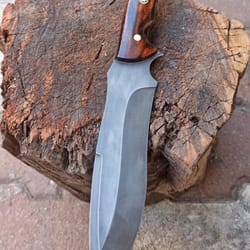 custom handmade carbon steel hunting bowie knife w/ sheath | survival knife