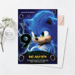 personalized file sonic invitation | sonic the hedgehog | sonic birthday invitation | digital kids party invite | digita