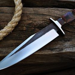 Handmade Carbon Steel Hunting Bowie Knife w/ Sheath | Bushcraft Survival Knife