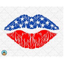usa lips kiss svg, lips flag svg, kiss svg, 4th of july svg, patriotic svg, american flag svg, dxf, eps, cricut, silhoue