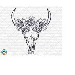 cow skull svg, floral cow skull, floral wreath svg, boho svg, cow skull with flowers, cow skull floral svg, longhorn sku