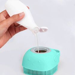 pet dog cat massage brush shampoo dispenser