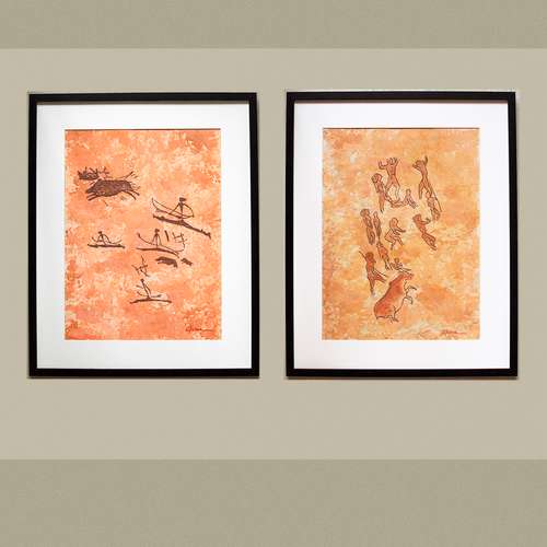 Modern painting interior Watercolor painting Abstract painting Pastel drawing Prehistoric man painting Ancient art Naive