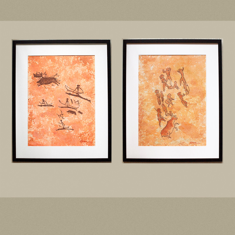 Drawing-of-a-prehistoric-hunters-is-a-modern-abstract-watercolor-drawing-on-paper-Painting-for-interior-as-a-gift-deer-hunting-by-prehistoric-man.jpg