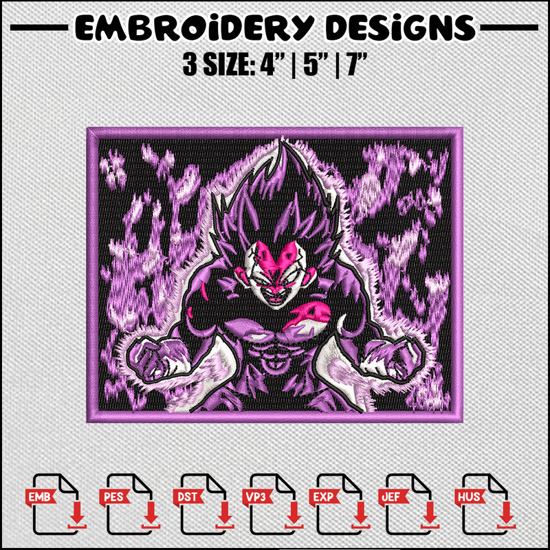 Vegeta ego embroidery design