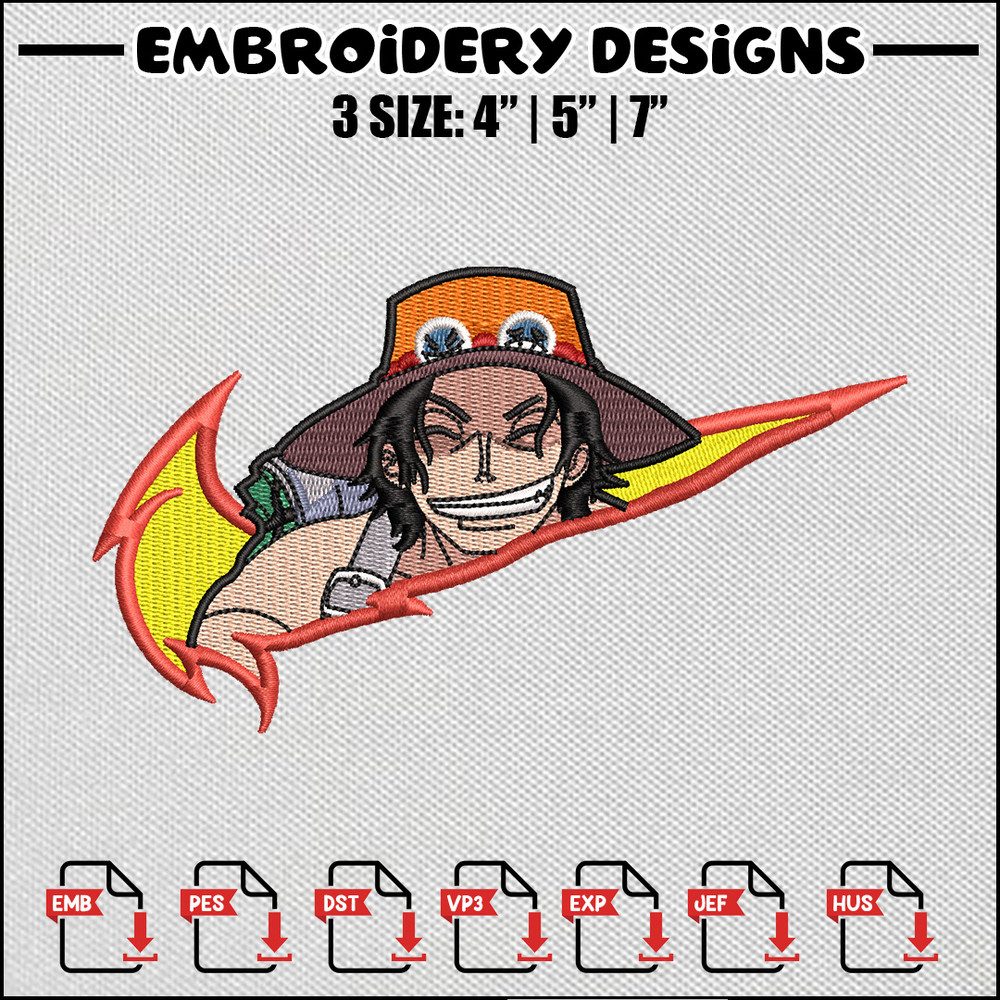 Ace flame nike embroidery design
