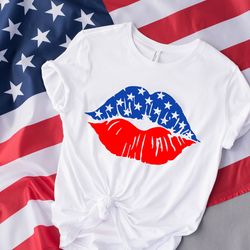american flag lips shirt, womens 4th of july shirt, usa flag lips shirt, patriotic shirt, 4th of july, flag lips shirt,