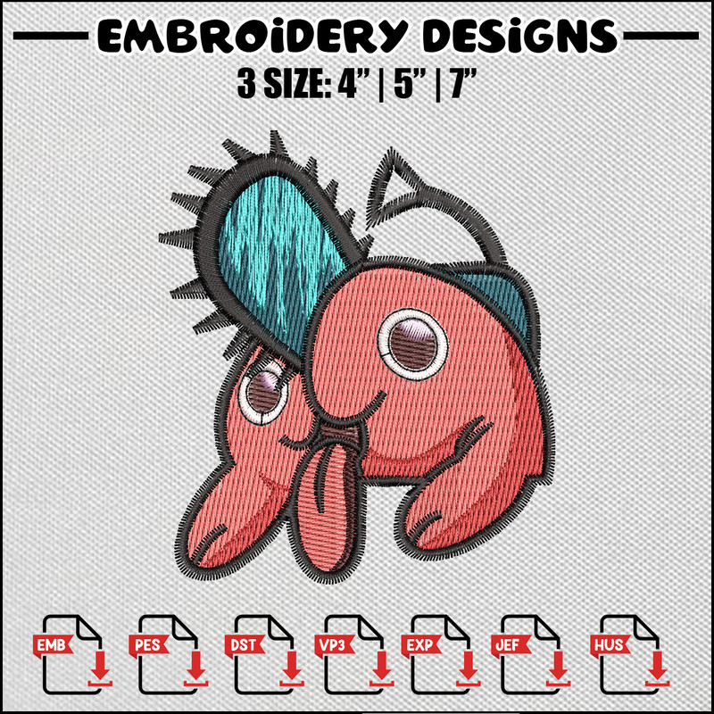 Pochita embroidery design