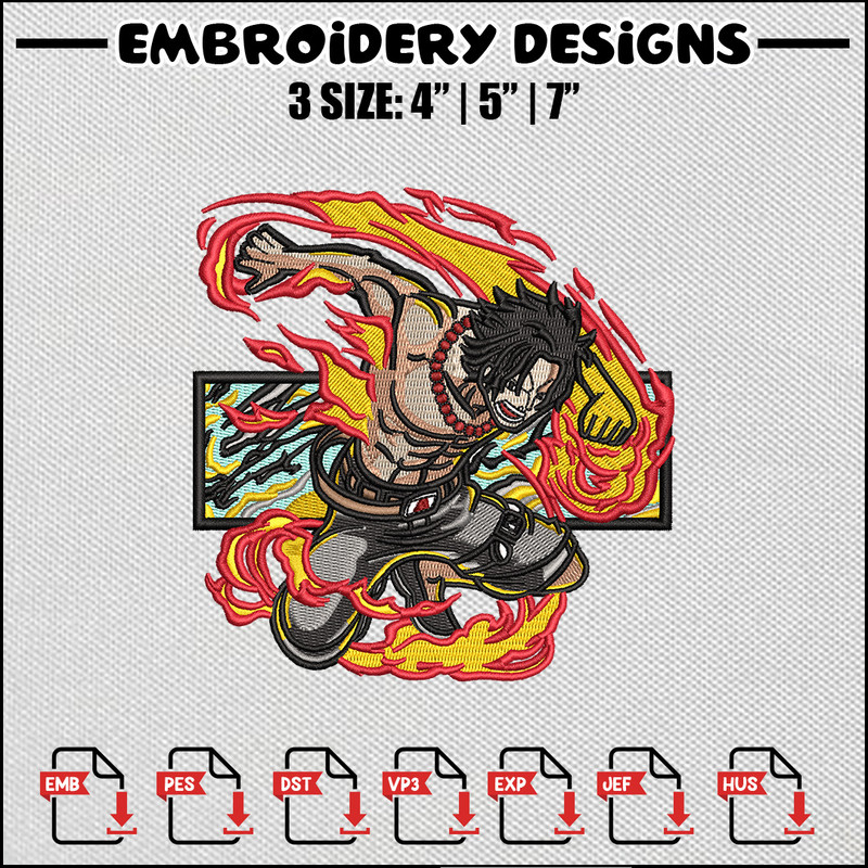 Ace fire embroidery design