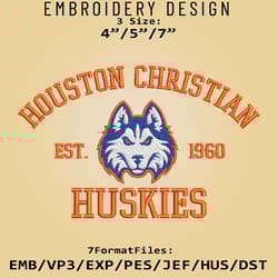 houston christian huskies embroidery design, ncaa logo embroidery files, ncaa huskies, machine embroidery pattern
