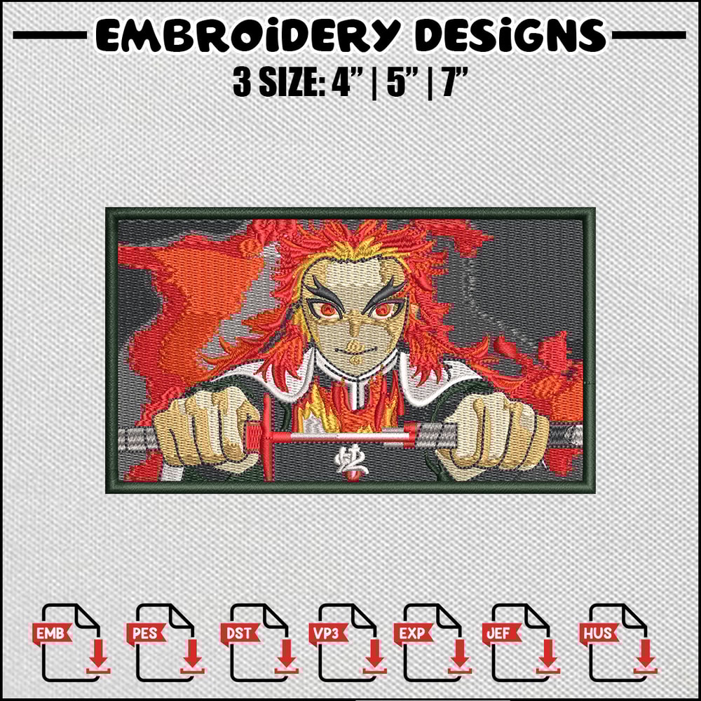 Rengoku embroidery design