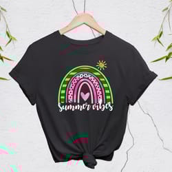 summer vibes, super cute summer pastel rainbow design on premium bella canvas unisex tee, family matching shirt, vacati