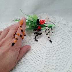 snake ring beaded snake ring voluminous finger ring beadwork spectacular jewelry unusual ring flexible snake ring