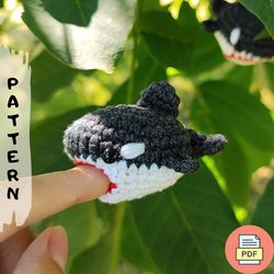 Mini Killer Whale Amigurumi Crochet Pattern PDF & Mini Video Tutorial, Crochet Keychain PDF (ENG)