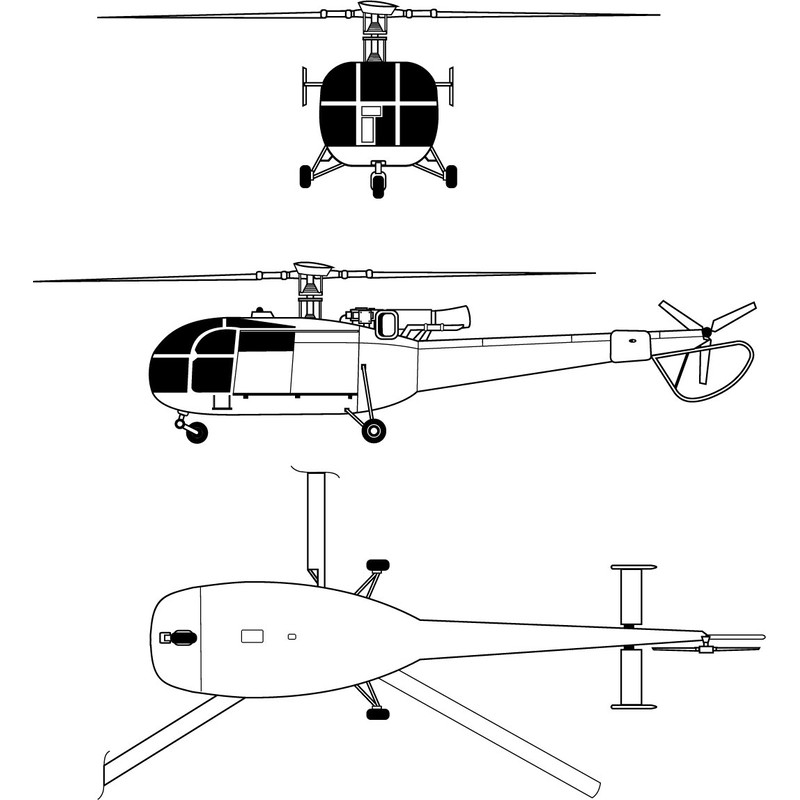 Aerospatiale Alouette III orthographical image svg.jpg