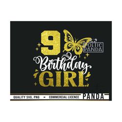 9th birthday svg, butterfly svg, nine svg, birthday girl svg, 9th party svg, ninth birthday svg, 9th birthday png, birth