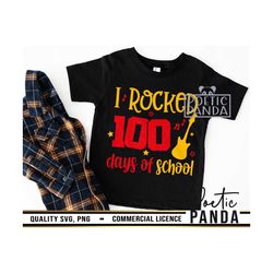 i rocked 100 days of school svg png, 100 days shirt svg, guitar svg, 100 days svg, music teacher svg, 100 days svg boy,