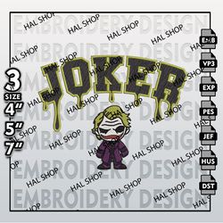 Joker Characters Machine Embroidery Pattern, Digital Download, Joker Bat Man Embroidery Files, DC Movie Embroidery