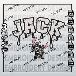 Stitch Machine Embroidery Pattern, Drop Name Stitch Jack Skellington Embroidery Files, Nightmare Halloween Embroidery